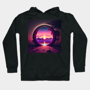 Portal on a synthwave beach Hoodie